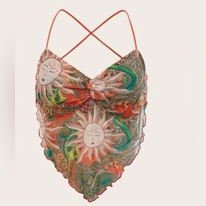 Bandanna hem mesh cami top